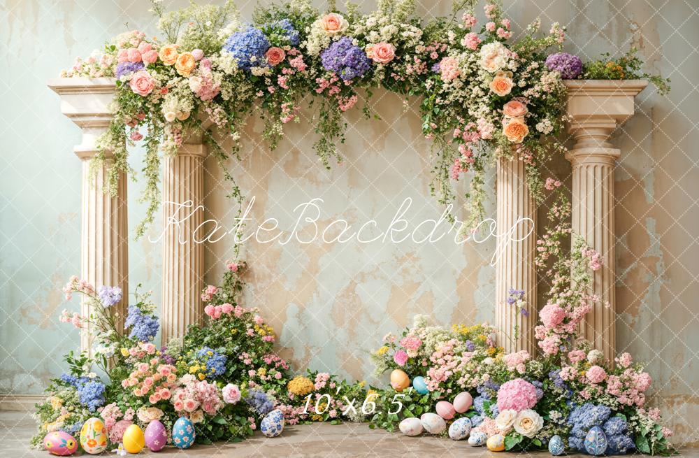 Easter Kleurrijke Bloem Retro Boog Foto Achtergrond Designed by Emetselch