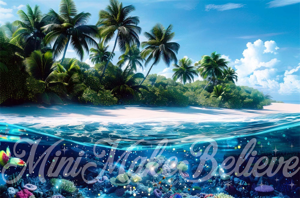 Fantasy Sea Island Kleurrijke Onderwaterwereld Foto Achtergrond Ontworpen door Mini MakeBelieve