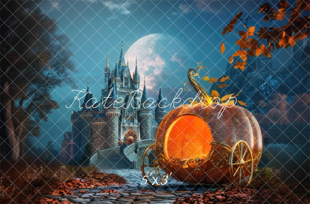 Fondo de calabaza de Halloween en el castillo diseñado por Mini MakeBelieve