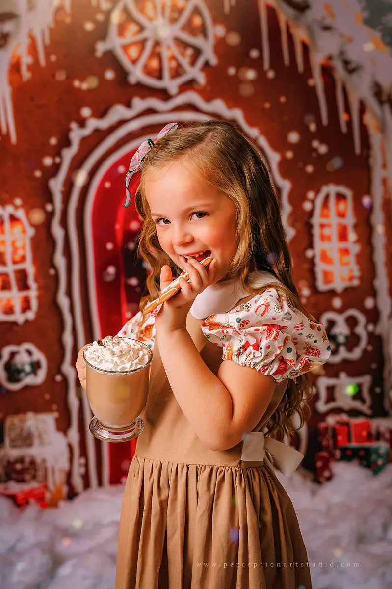 Kate Christmas Gingerbread Houses Snowy Backdrop Designed by Emetselch