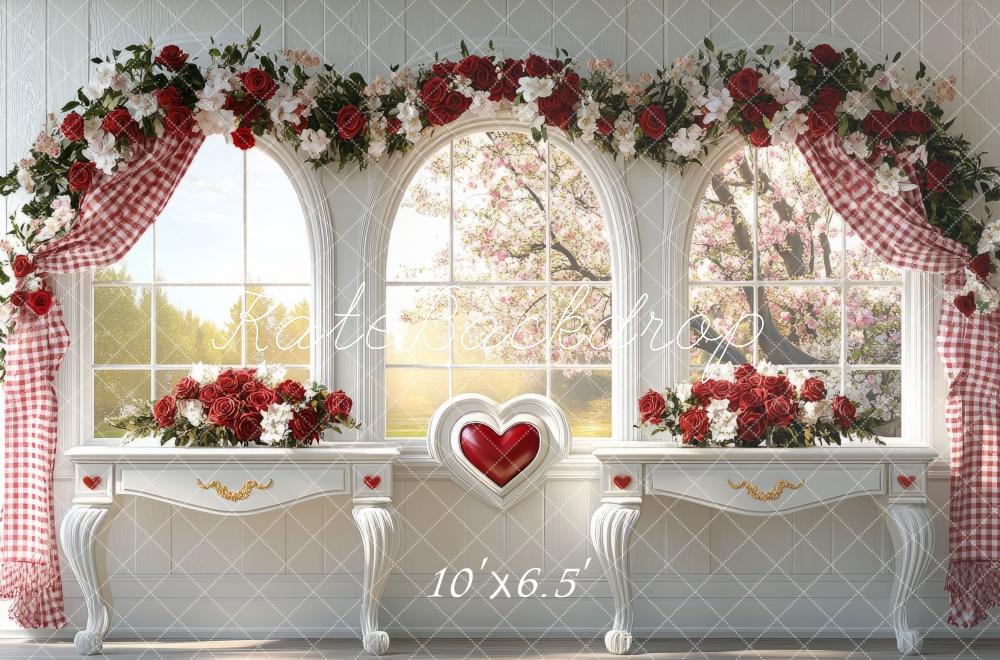 TEST Kate Valentine Floral Arched Window Heart Backdrop Designed by Mini MakeBelieve