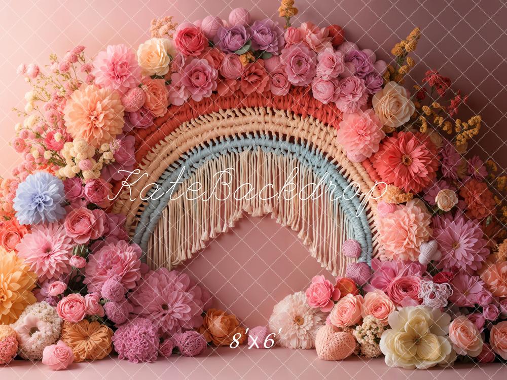 Kate Spring Boho Floral Arch Rainbow Backdrop Designed by Emetselch