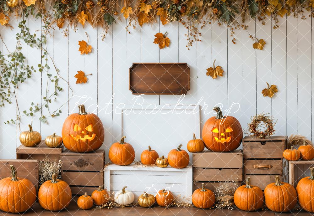 Kate Halloween Pumpkin Fall Harvest Backdrop Designed by Emetselch