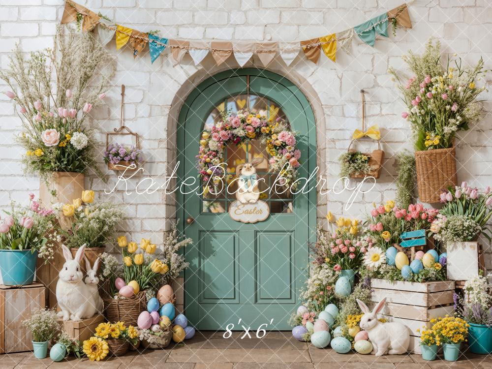 Kate Easter Bunny Flowers Door Backdrop Designed by Emetselch