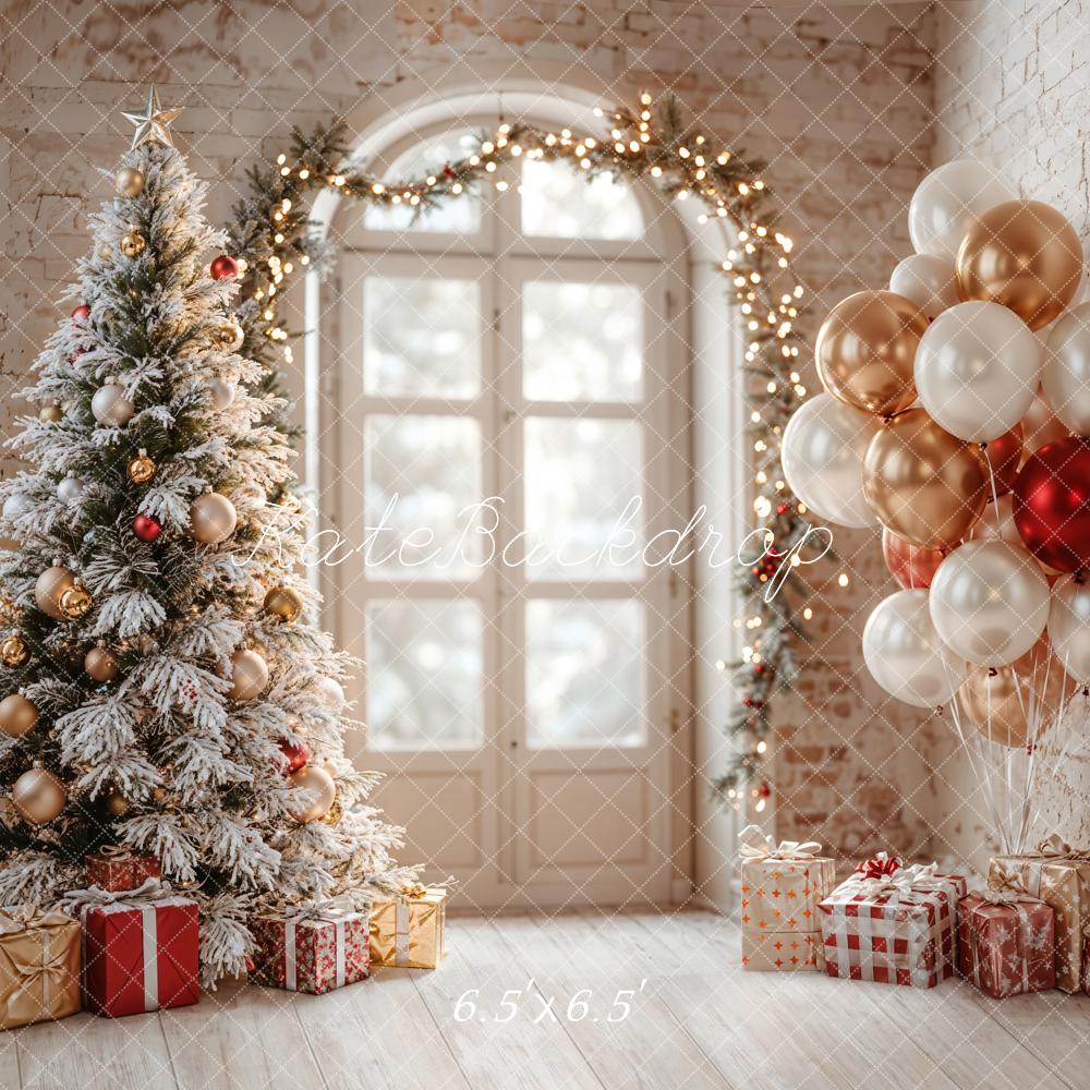 Fondo de Ventana Arco de Globos de Árbol de Navidad diseñado por Emetselch