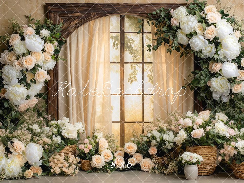 Kate Spring Flower Arch Window Warm Backdrop Designed by Mini MakeBelieve