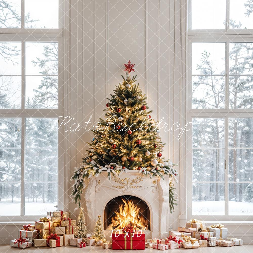 Fondo de Ventana de Regalos de Chimenea de Árbol de Navidad Diseñado por Emetselch