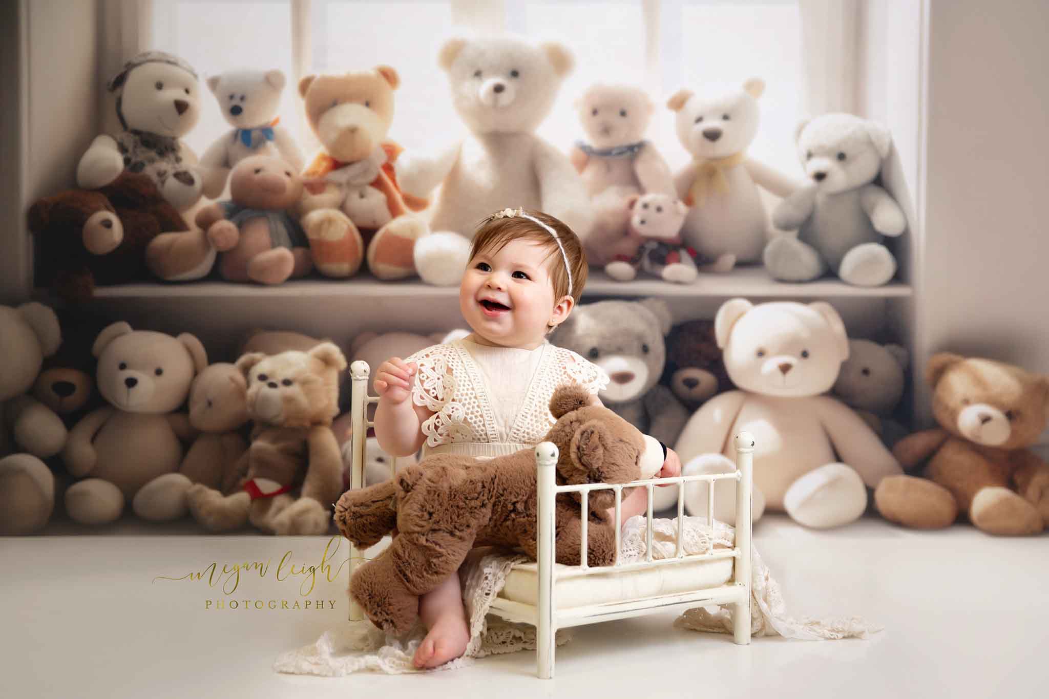 Kate Cream Teddy Bear Window Backdrop Designed by Megan Leigh Photography