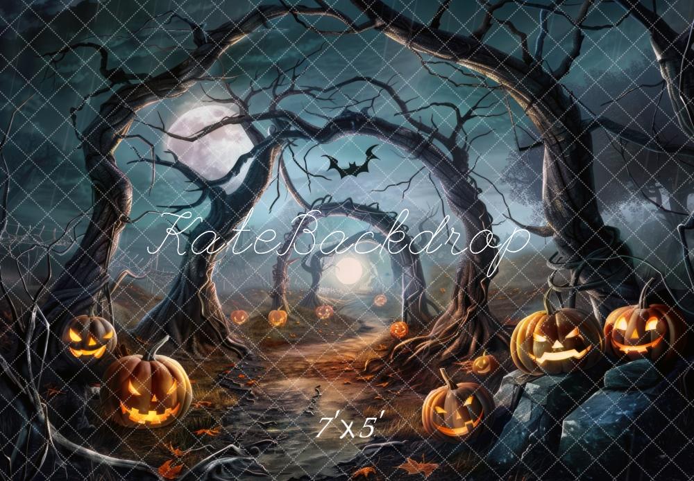 Sfondo del sentiero nella foresta spettrale di Halloween Designed by Mini MakeBelieve