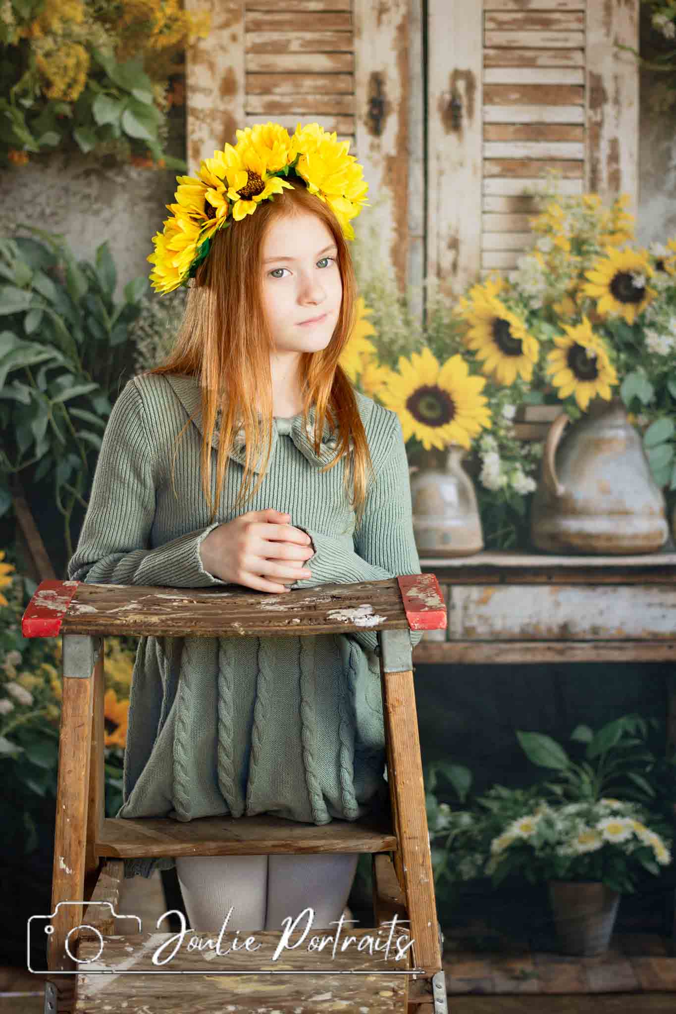 Kate Summer Sunflowers Old Furniture Room Backdrop Designed by Emetselch