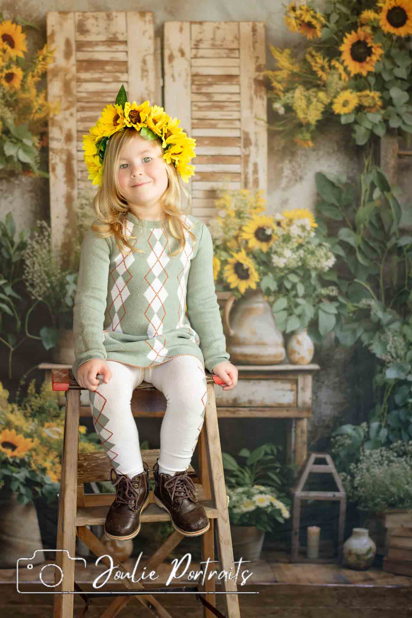 Kate Summer Sunflowers Old Furniture Room Backdrop Designed by Emetselch