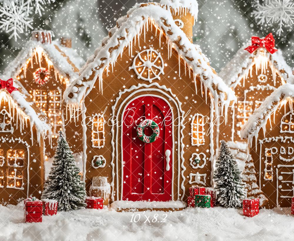 TEST Kate Christmas Gingerbread Houses Snowy Backdrop Designed by Emetselch