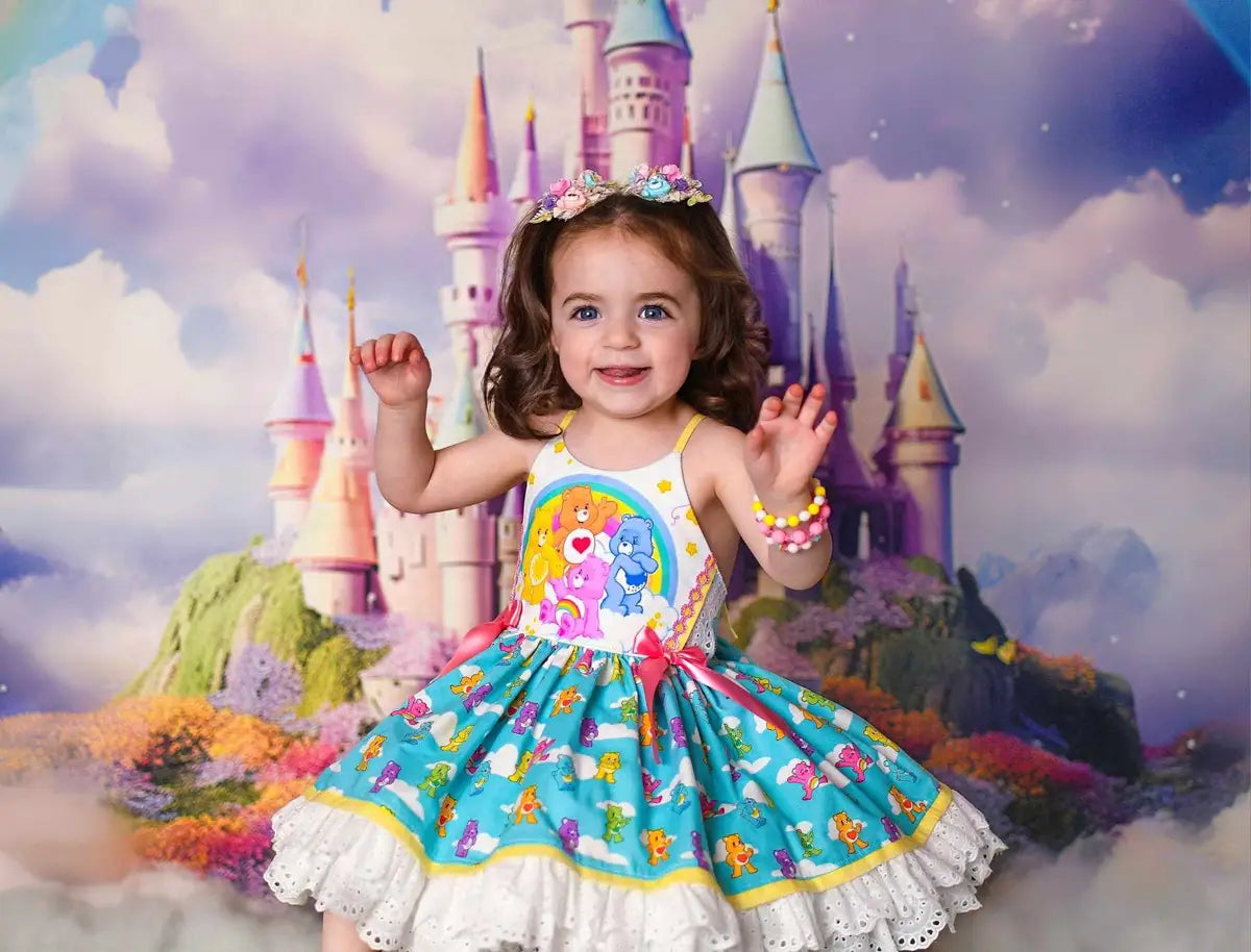 Kate Fantasy Magic Castle Rainbow Cloud Purple Backdrop Designed by Emetselch