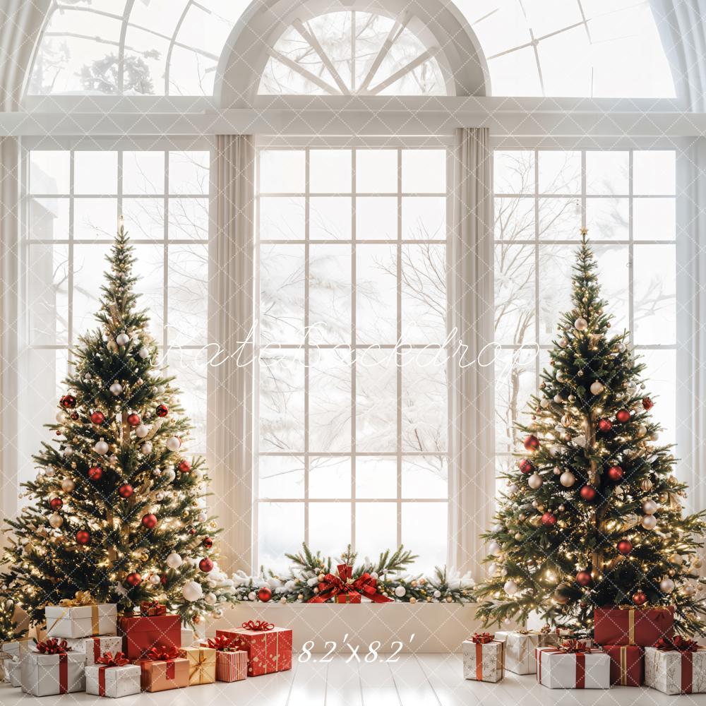 Kate Christmas Trees Gifts Arched Window Backdrop Designed by Emetselch