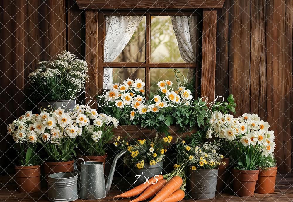 Kate Spring Easter Rustic Floral Window Backdrop Designed by Emetselch