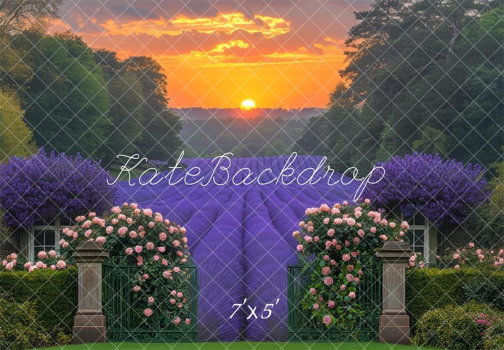 Kate  Lavender Field Garden Sunset Backdrop Designed by Mini MakeBelieve