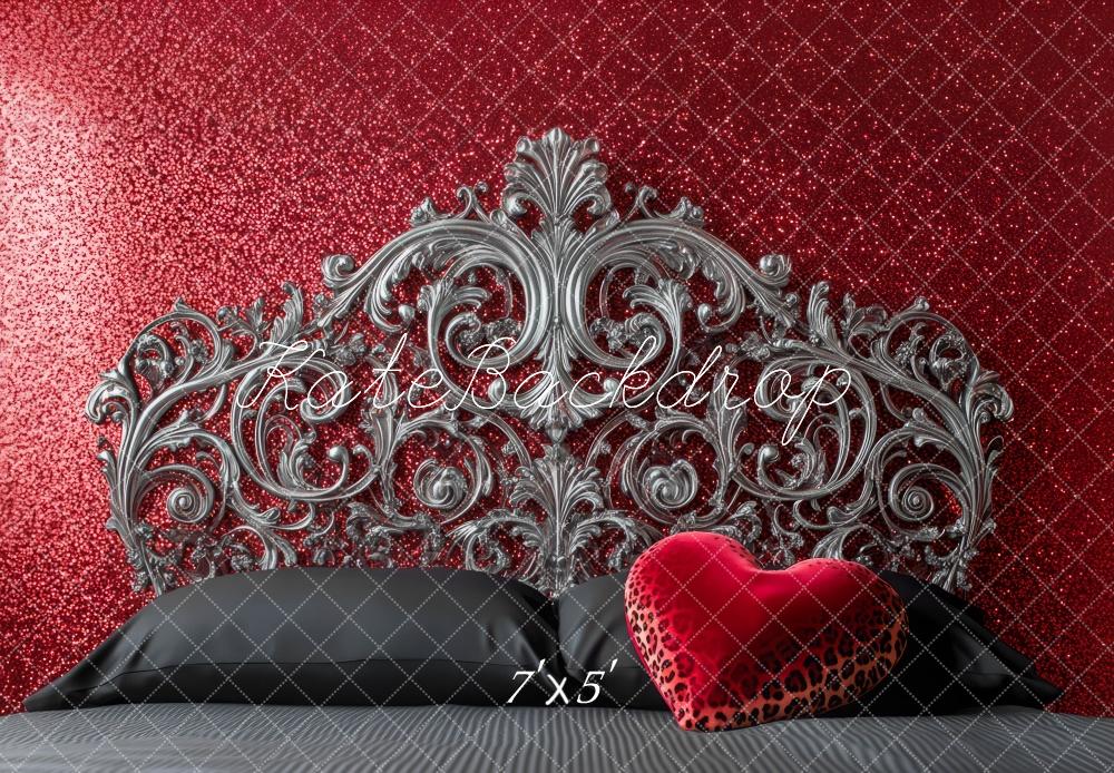 Kate Valentine Headboard Red Glitter Ornate Backdrop Designed by Mini MakeBelieve