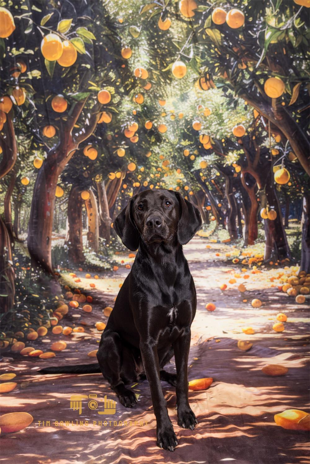 Zomerse buitenachtergrond van citroenboomgaard ontworpen door Megan Leigh Photography