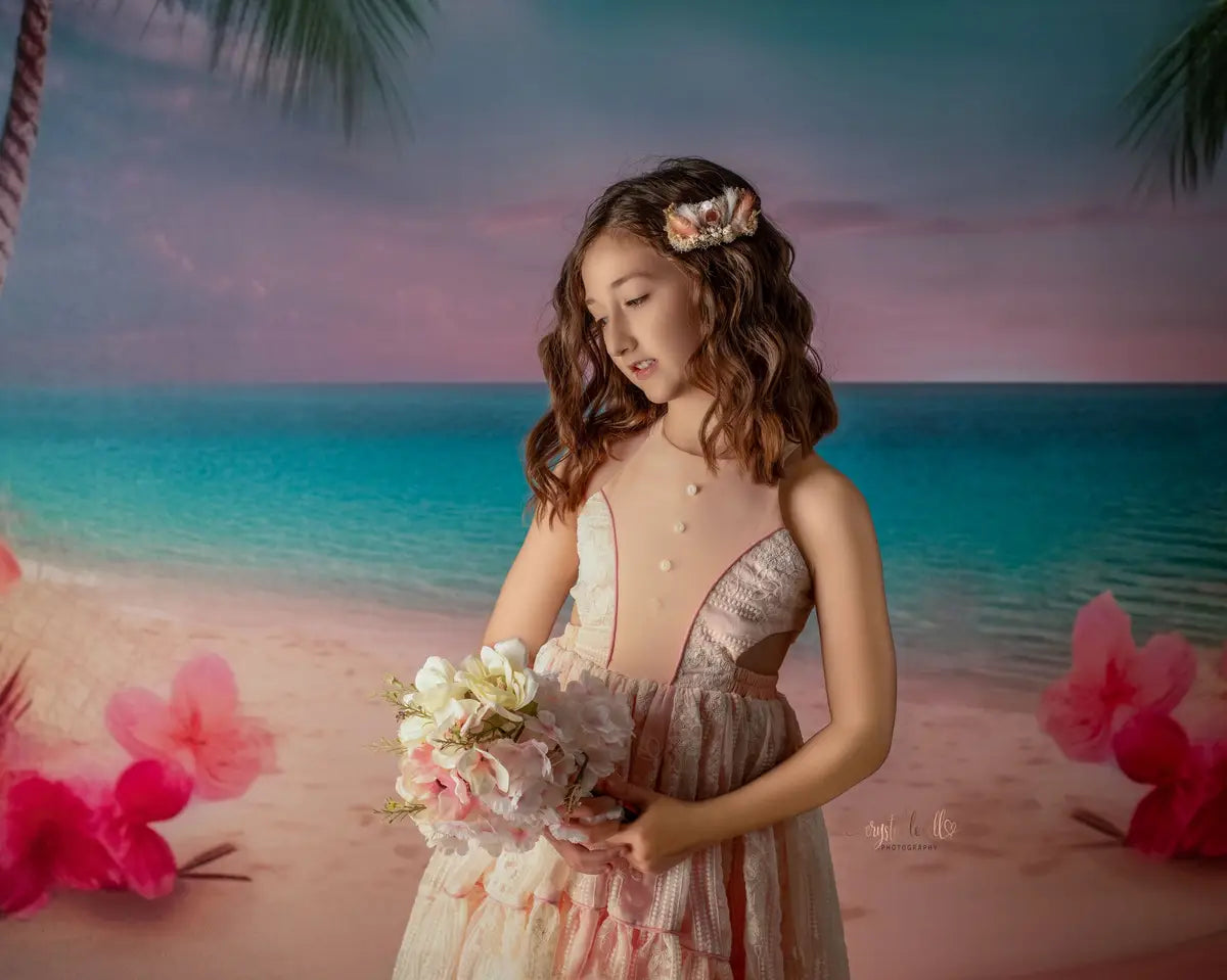 Kate Summer Sea Pink Sand Beach Backdrop Designed by Chain Photography