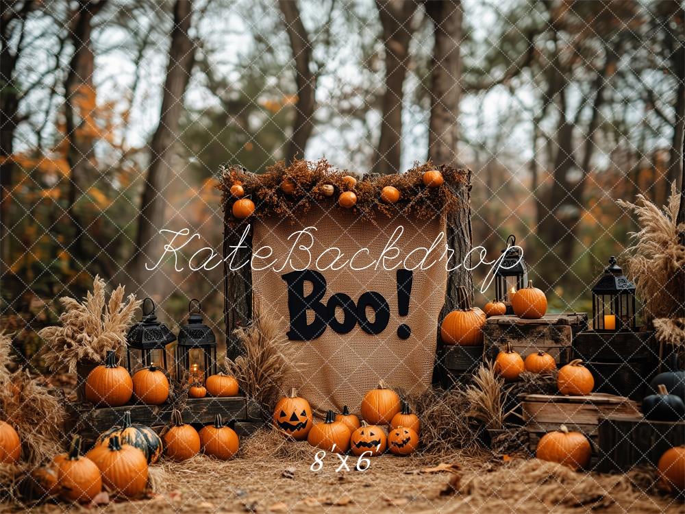 Boho Halloween Bos Pompoenen Foto Achtergrond Designed by Patty Roberts