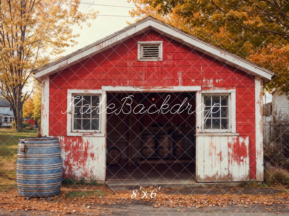 Kate Fall Red Barn Maple Tree Backdrop Designed by Emetselch