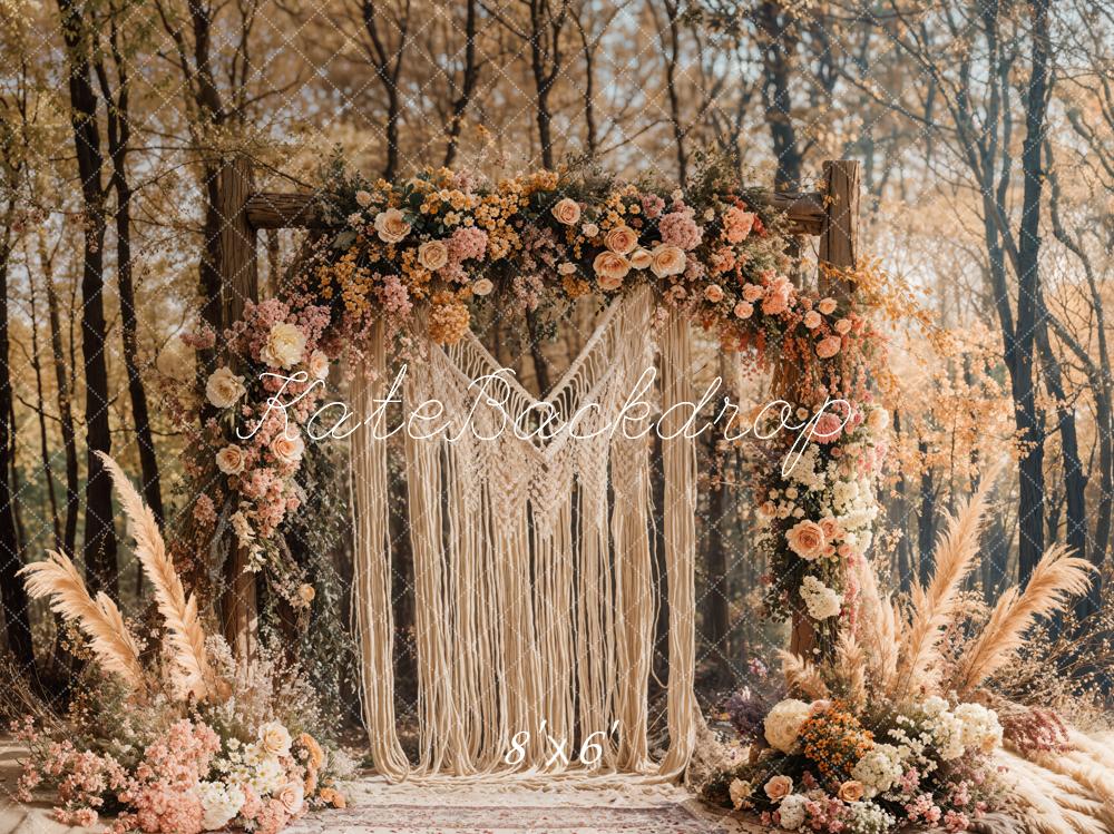 Kate Boho Macrame Flower Arch Forest Backdrop Designed by Emetselch