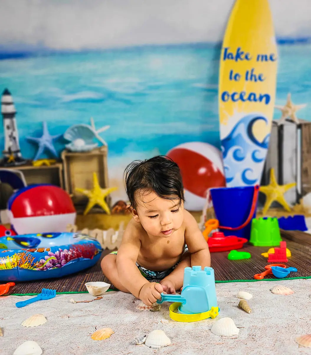 Zomer Zee Oceaan Surfplank Strand Achtergrond voor Fotografie