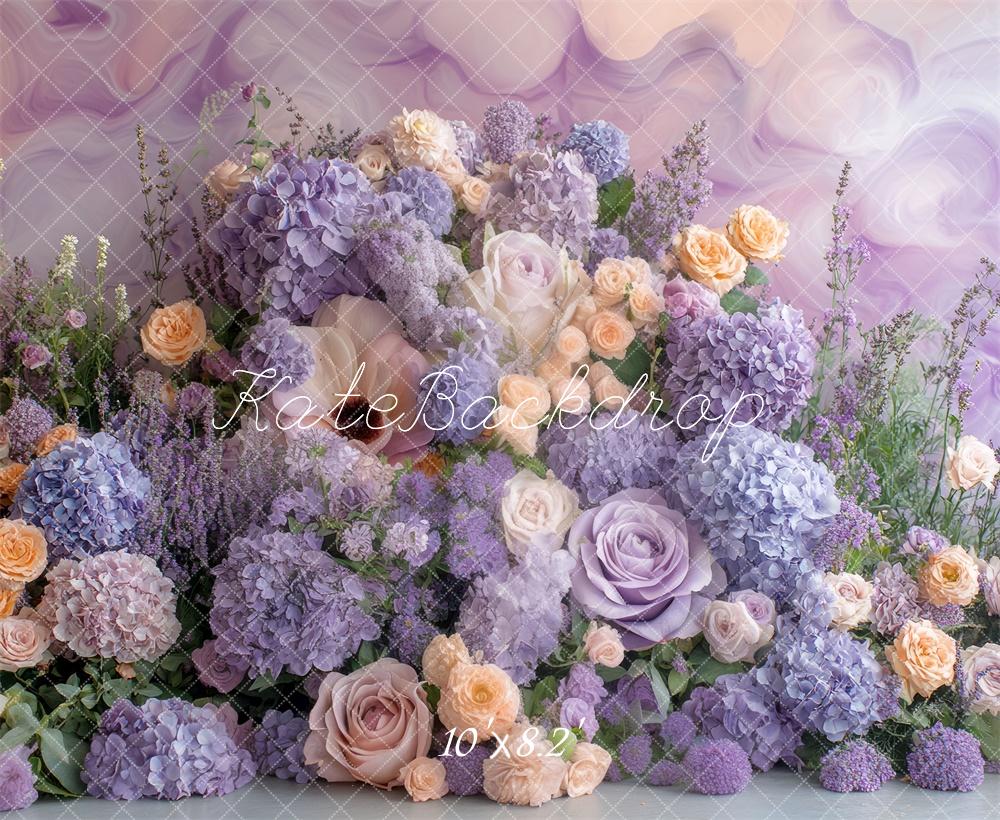 Kate Spring Floral Pastel Purple Backdrop Designed by Mini MakeBelieve