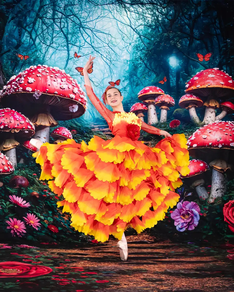 Kate Fairy Tale Forest Mushroom Path Backdrop Designed by Chain Photography