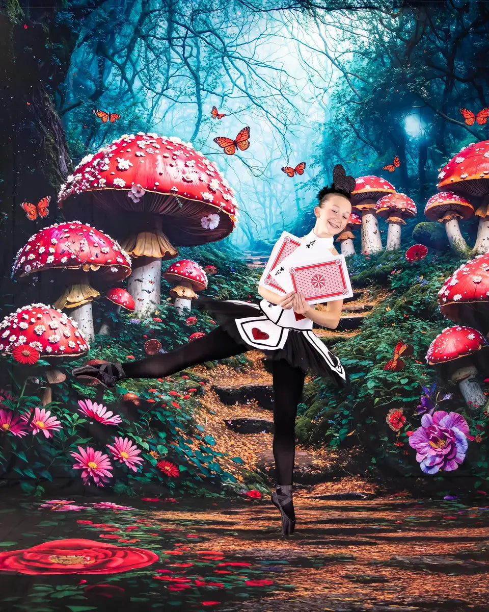 Kate Fairy Tale Forest Mushroom Path Backdrop Designed by Chain Photography