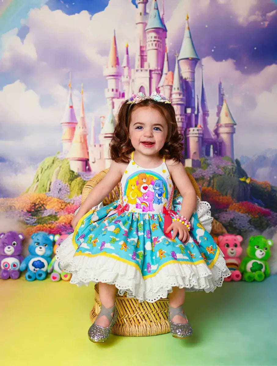 Kate Fantasy Magic Castle Rainbow Cloud Purple Backdrop Designed by Emetselch