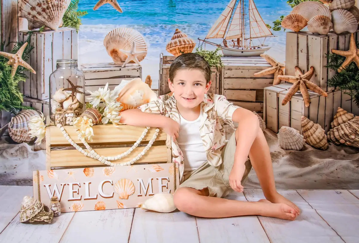 Kate Summer Sea Beach Sailboat Backdrop Designed by Emetselch