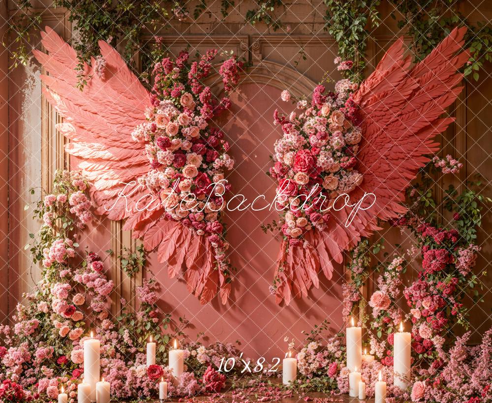 Kate Mother's Day Pink Floral Wings Backdrop Designed by Emetselch