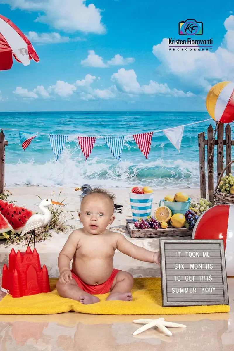 Sombrilla de playa verano mar fruit seabird cerca de madera marrón con fondo diseñado por Emetselch