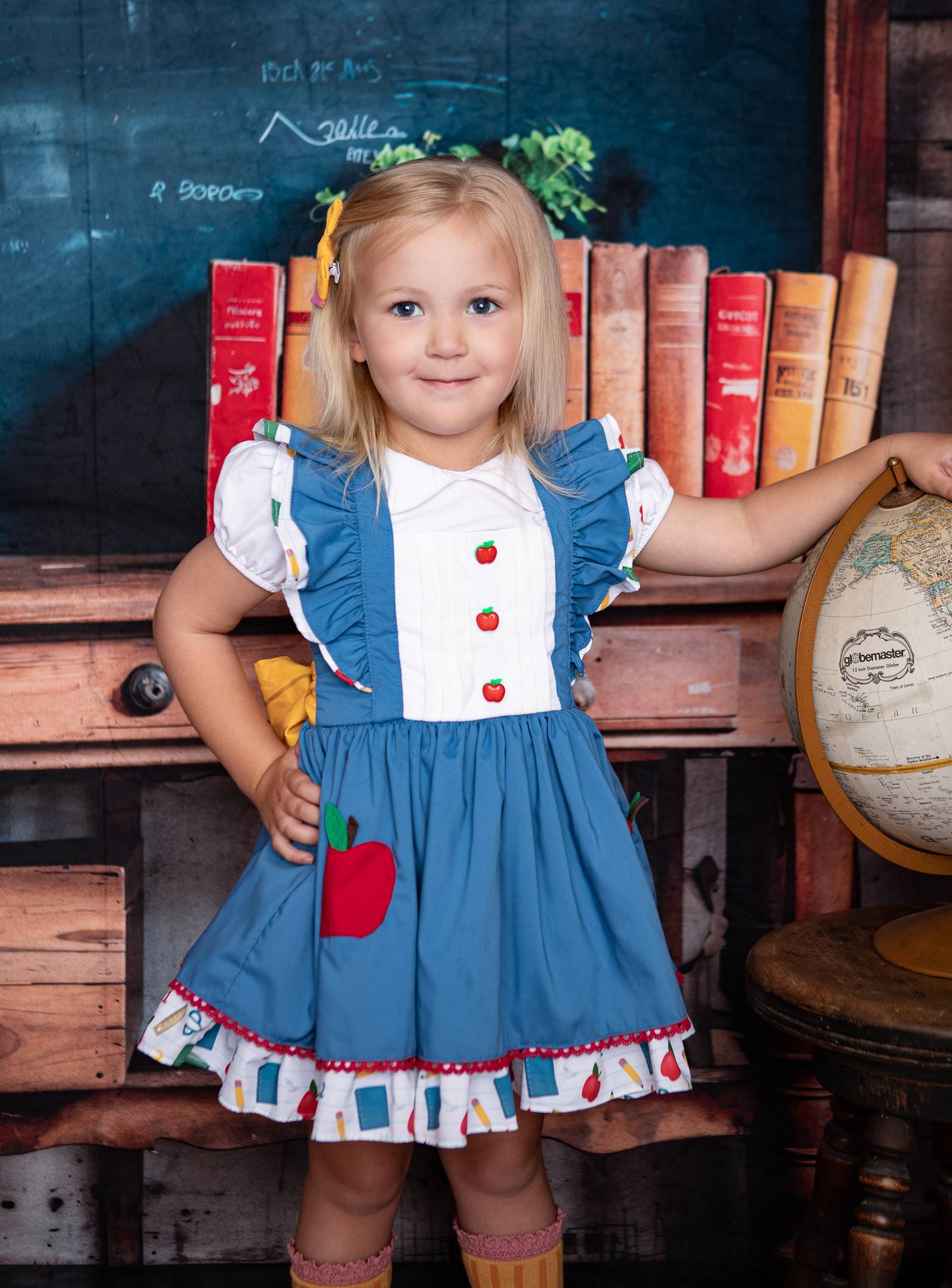 Kate Back to School Red Locker Blackboard Wooden Striped Wall Backdrop Designed by Emetselch