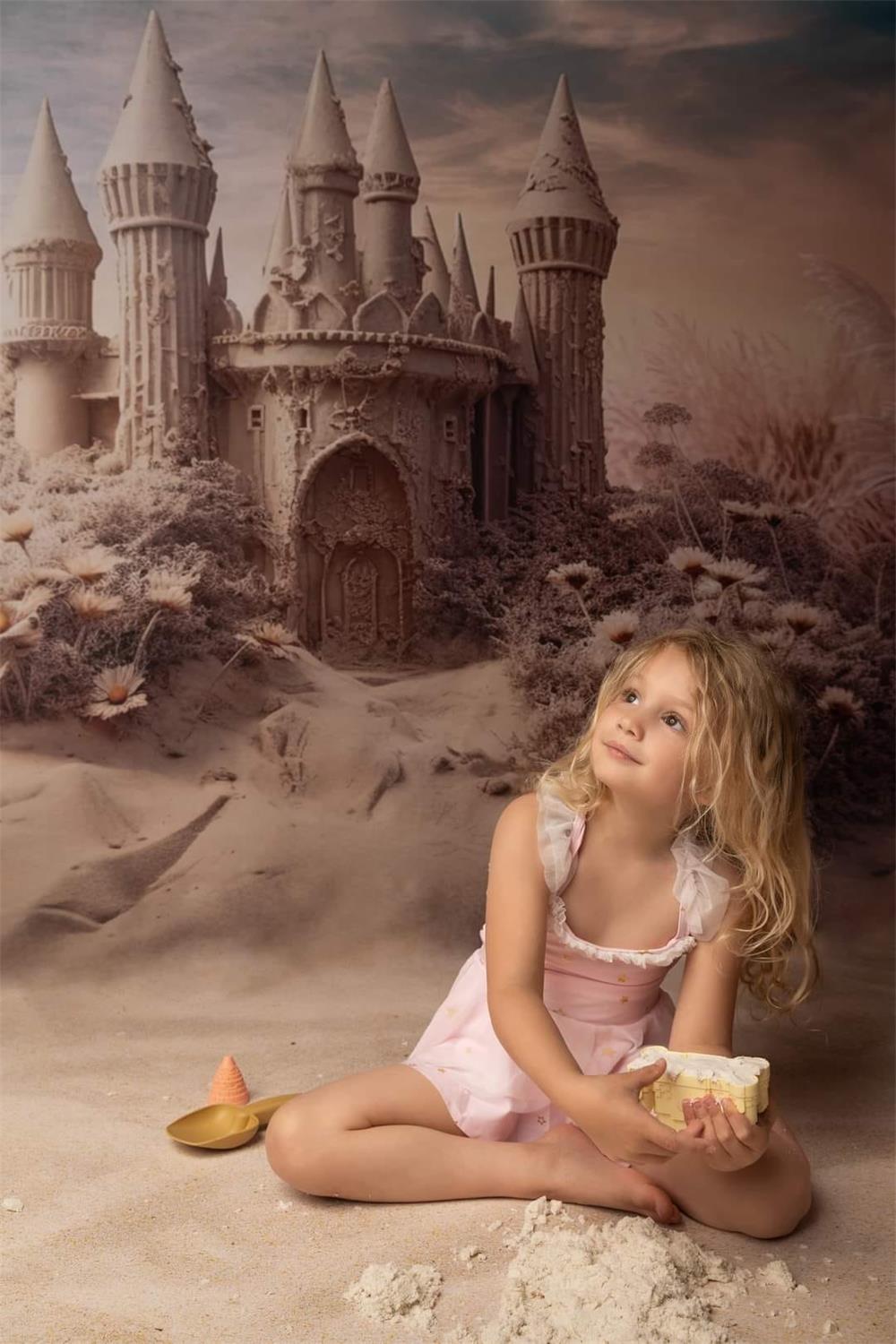 Kate Summer Dreamy Beach Sandcastle Backdrop Designed by Angela Miller