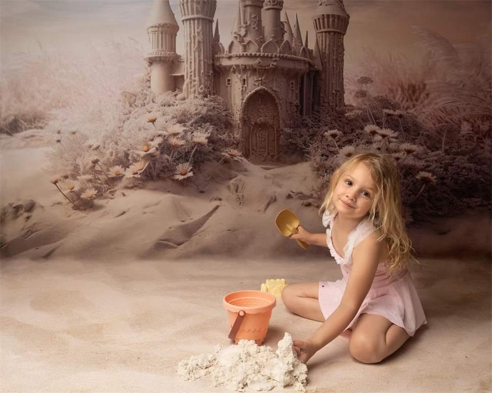 Kate Summer Dreamy Beach Sandcastle Backdrop Designed by Angela Miller