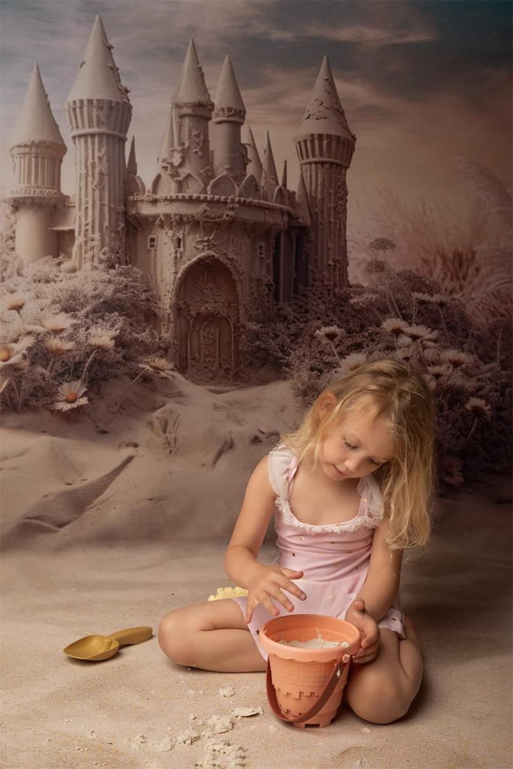 Kate Summer Dreamy Beach Sandcastle Backdrop Designed by Angela Miller