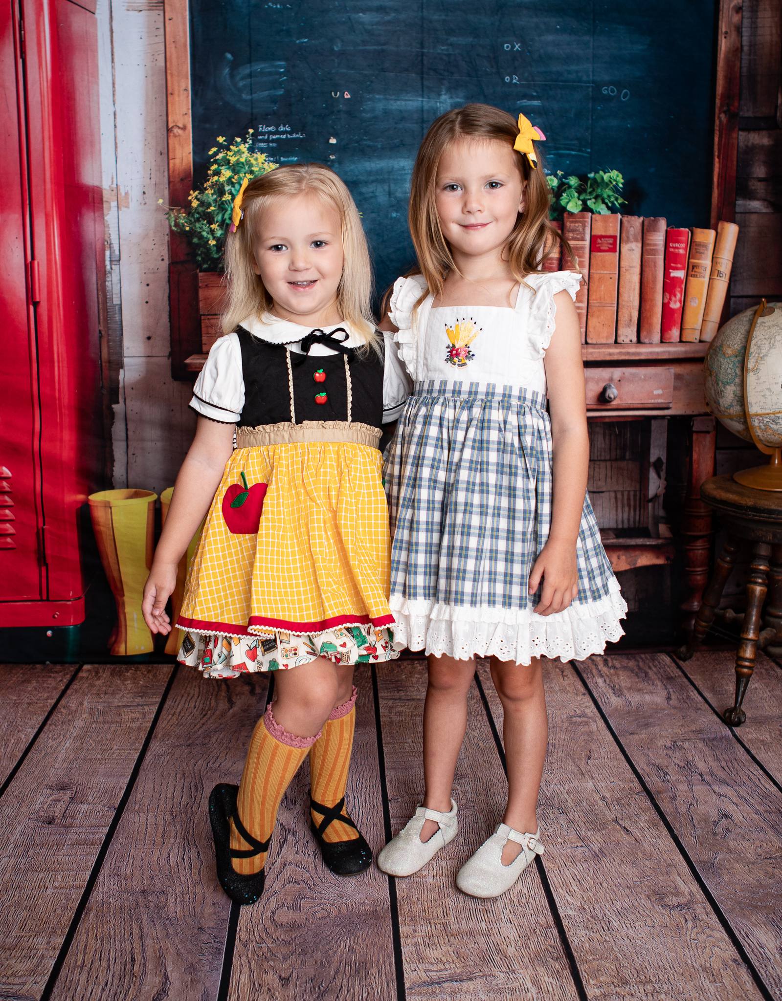 Kate Back to School Red Locker Blackboard Wooden Striped Wall Backdrop Designed by Emetselch