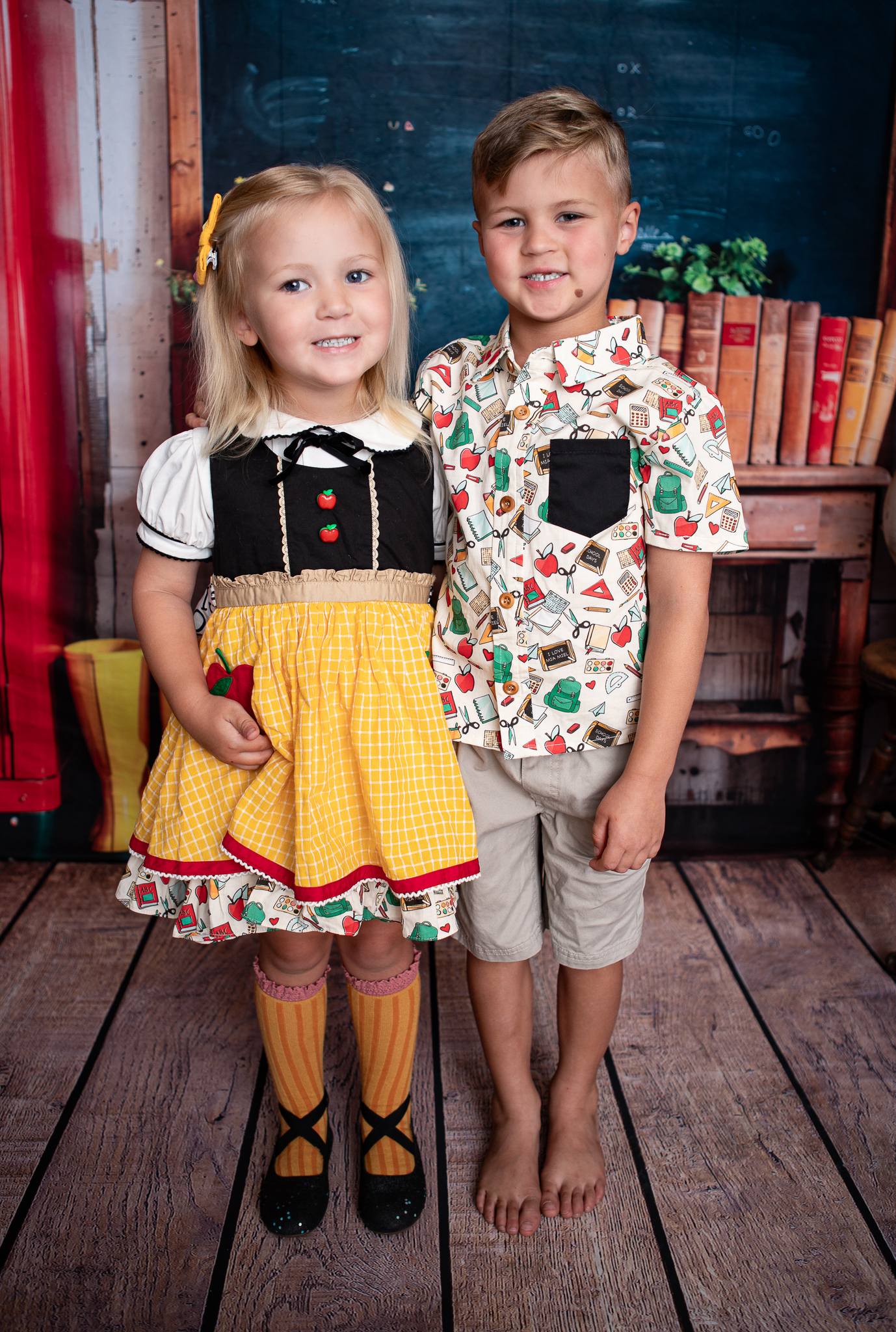 Kate Back to School Red Locker Blackboard Wooden Striped Wall Backdrop Designed by Emetselch