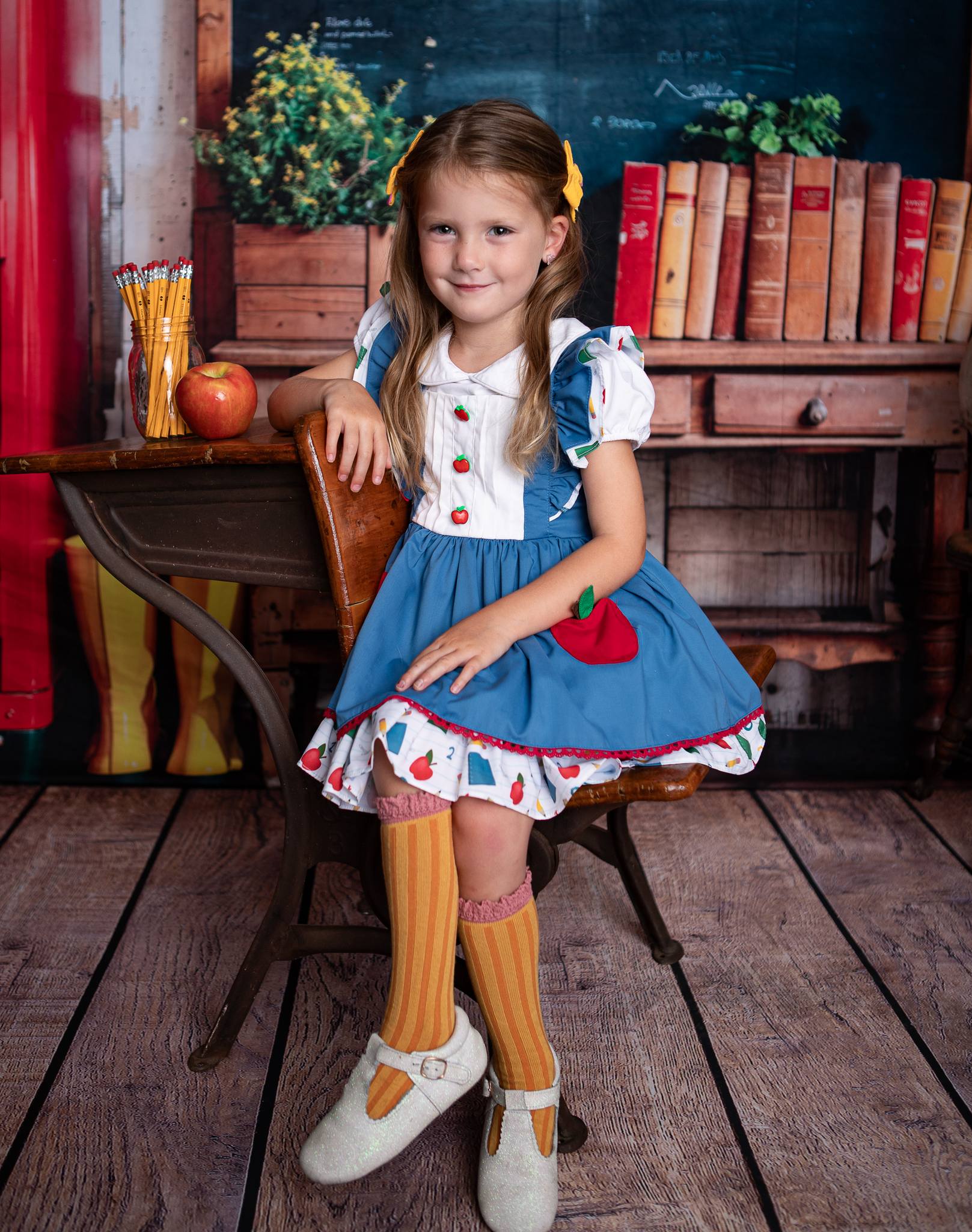 Kate Back to School Red Locker Blackboard Wooden Striped Wall Backdrop Designed by Emetselch