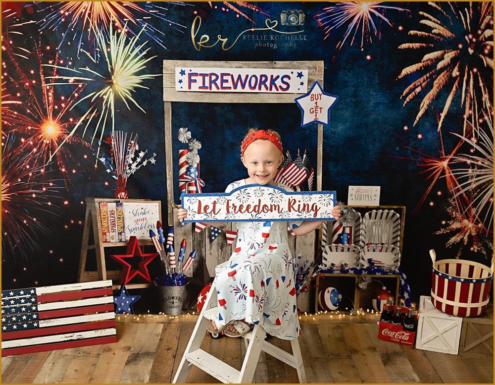 4th of July Foto Achtergrond Vuurwerkstand Ontworpen door Mandy Ringe Fotografie