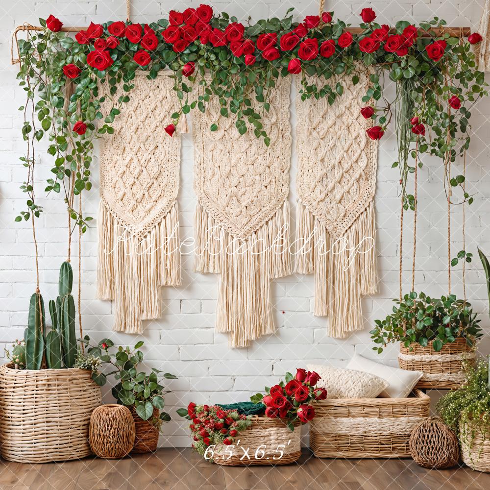 TEST Kate Valentine Boho Floral Macrame Cactus Backdrop Designed by Emetselch