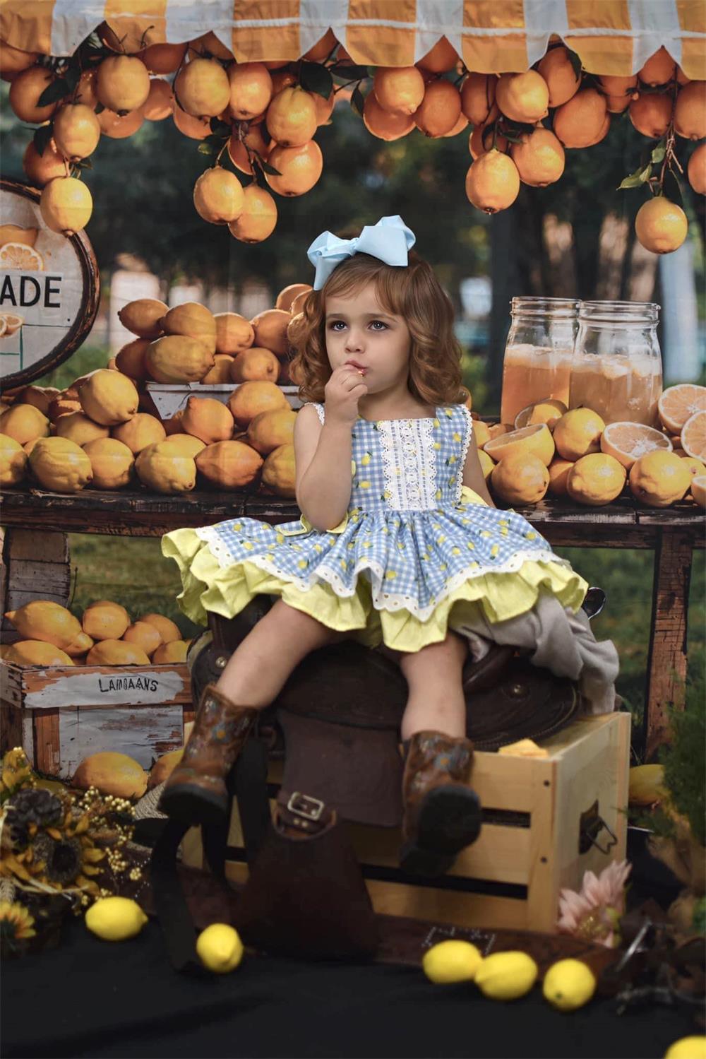 Kate Summer Green Meadow Yellow White Lemonade Shop Backdrop Designed by Emetselch