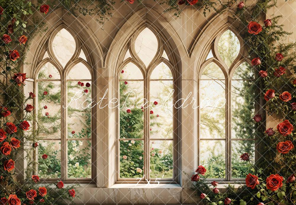 Kate Valentine Gothic Window Rose Backdrop Designed by Emetselch