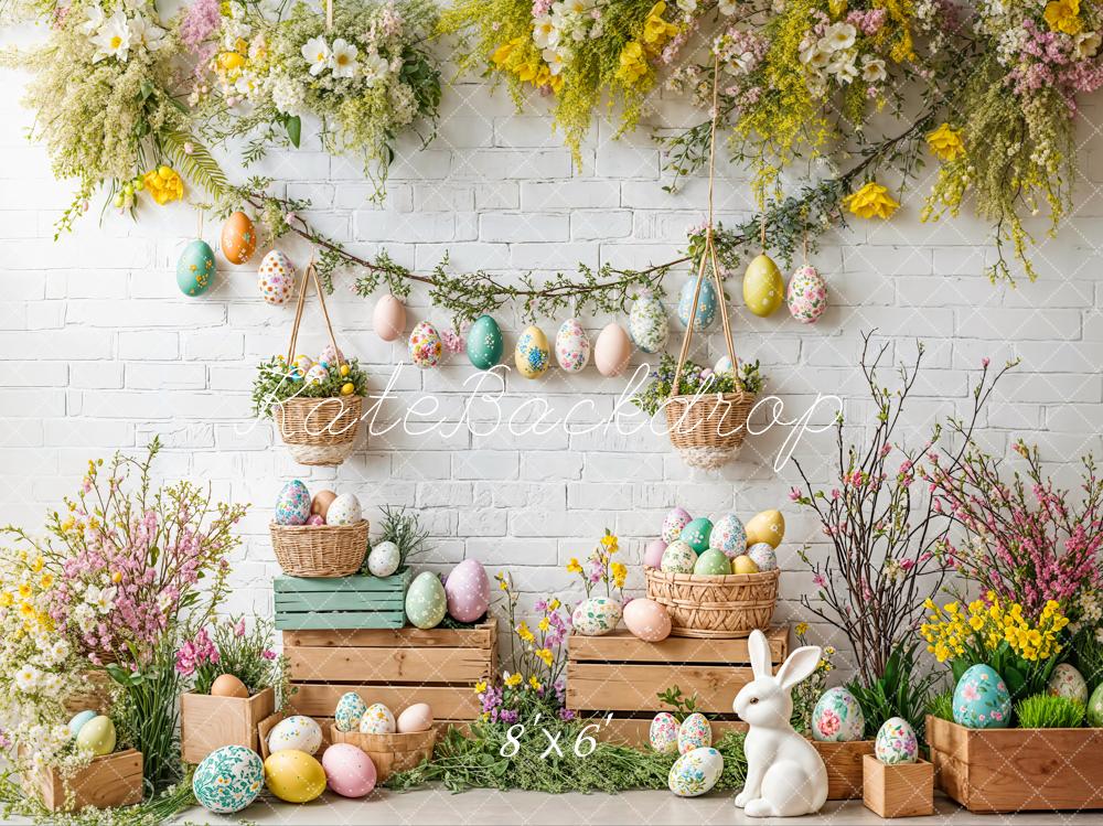 TEST Kate Easter Bunny Floral Egg Rustic Backdrop Designed by Emetselch