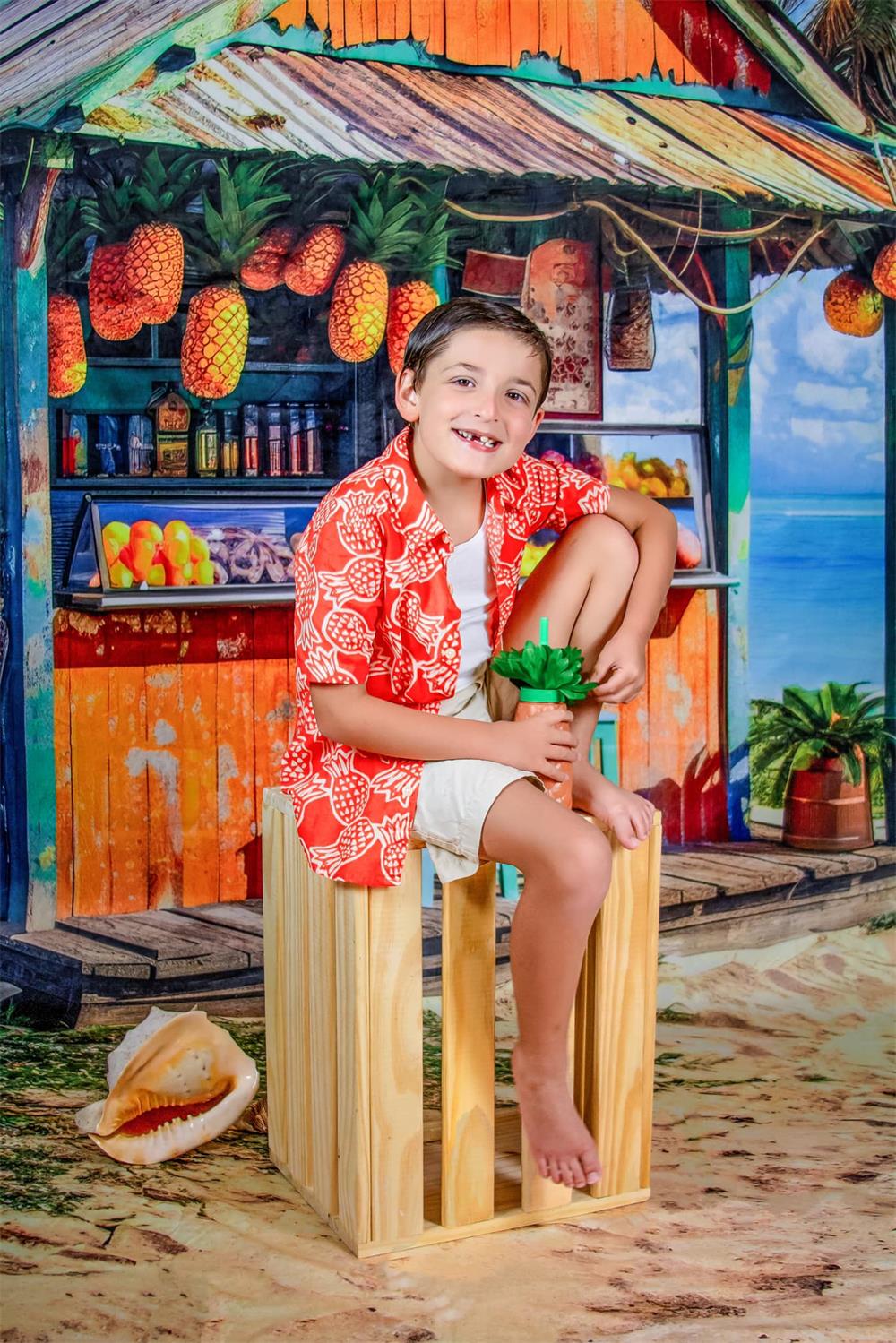 Kate Sweep Summer Sea Beach Fruit Store Backdrop Designed by Lidia Redekopp