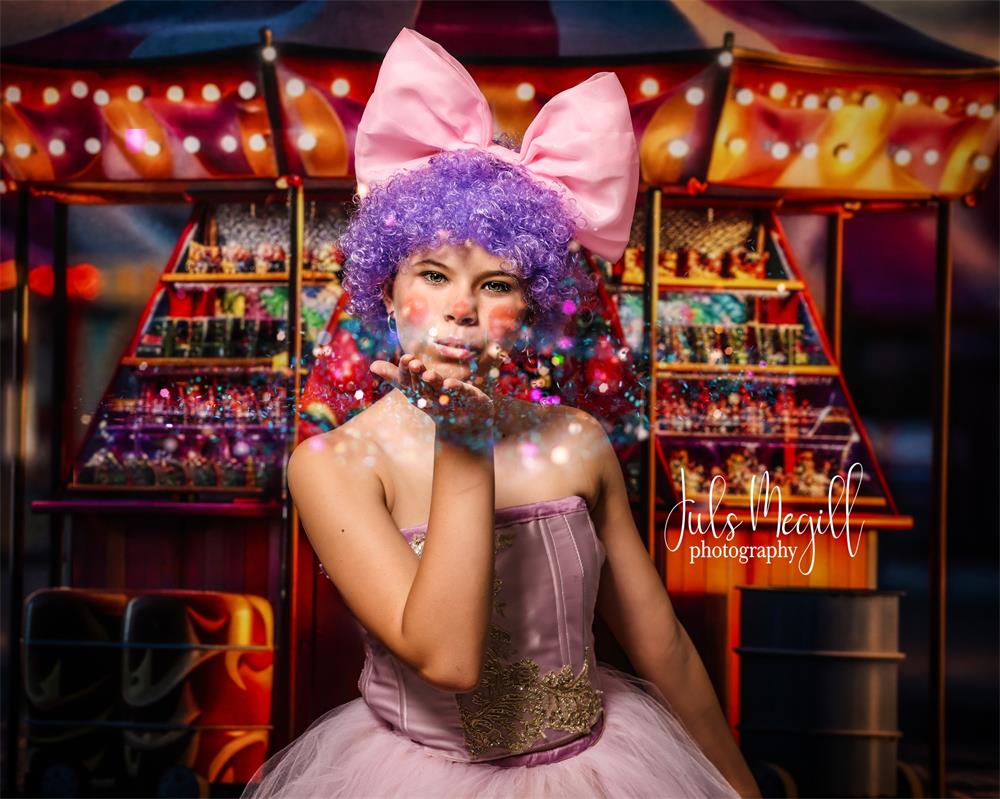 Kate Modern Carnival Circus Candy Store Backdrop Designed by Lidia Redekopp