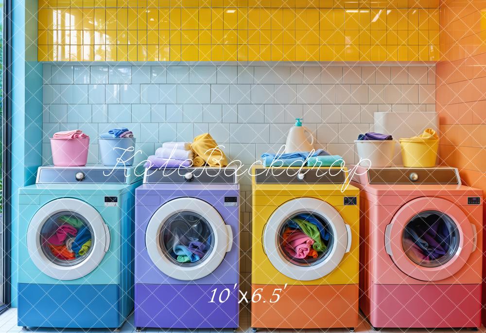 TEST Kate Colorful Laundry Room Backdrop Designed by Emetselch