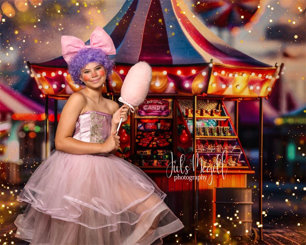 Kate Sweep Modern Carnival Circus Candy Store Backdrop Designed by Lidia Redekopp